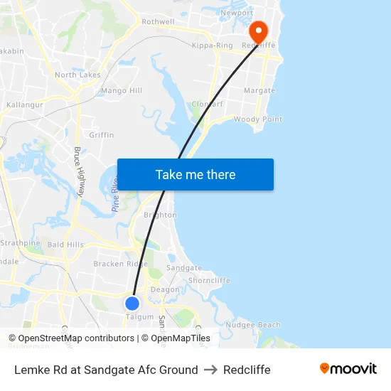 Lemke Rd at Sandgate Afc Ground to Redcliffe map