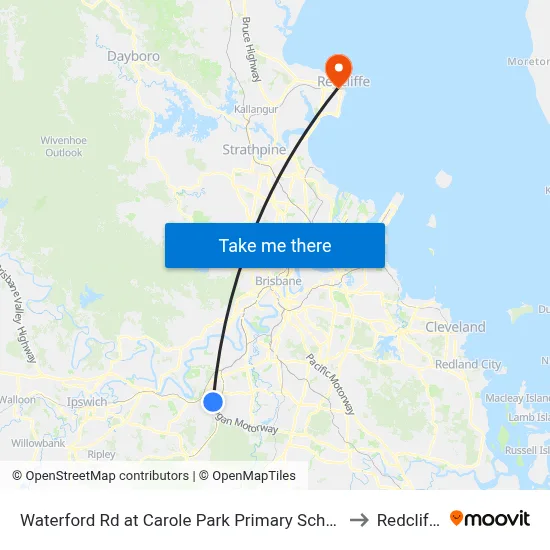 Waterford Rd at Carole Park Primary School to Redcliffe map