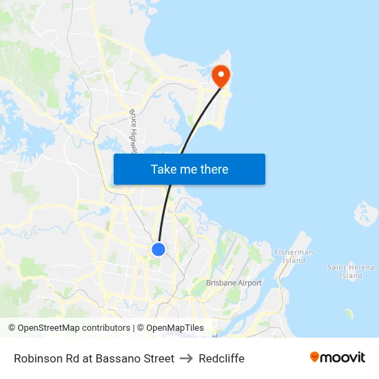 Robinson Rd at Bassano Street to Redcliffe map