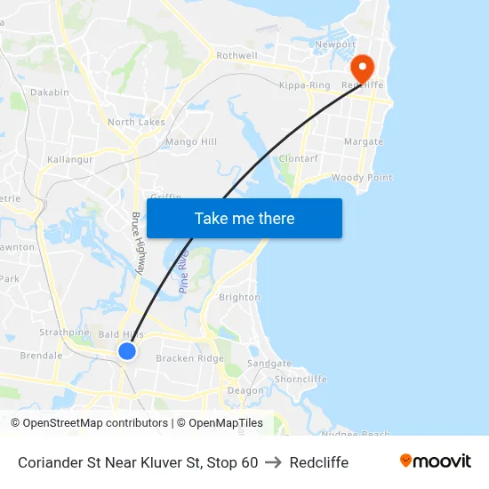 Coriander St Near Kluver St, Stop 60 to Redcliffe map