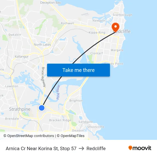 Arnica Cr Near Korina St, Stop 57 to Redcliffe map