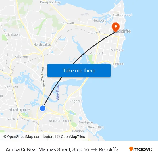 Arnica Cr Near Mantias Street, Stop 56 to Redcliffe map