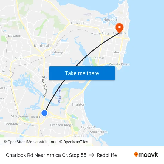 Charlock Rd Near Arnica Cr, Stop 55 to Redcliffe map