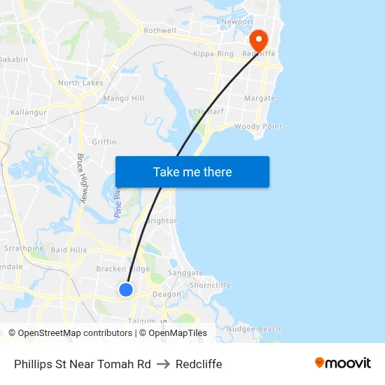 Phillips St Near Tomah Rd to Redcliffe map