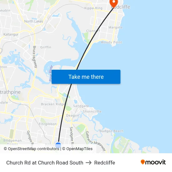 Church Rd at Church Road South to Redcliffe map