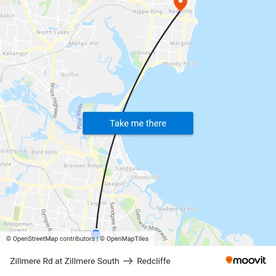 Zillmere Rd at Zillmere South to Redcliffe map