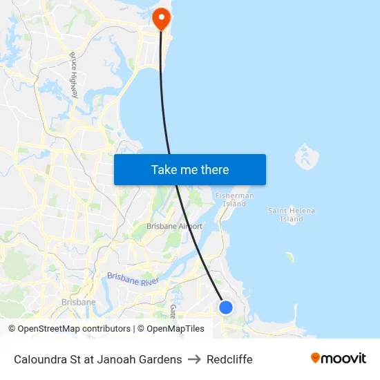 Caloundra St at Janoah Gardens to Redcliffe map