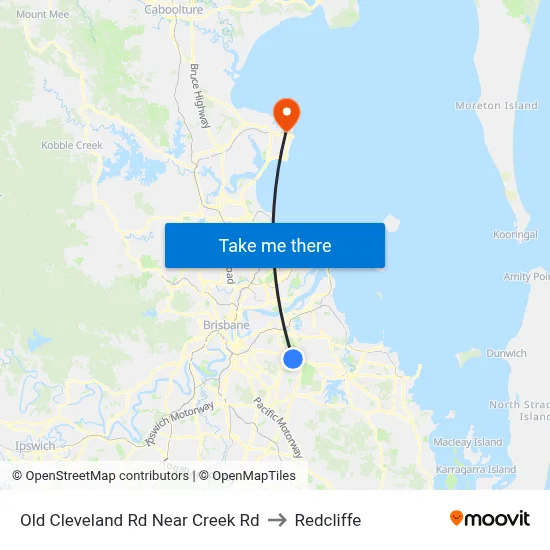 Old Cleveland Rd Near Creek Rd to Redcliffe map