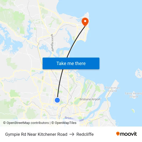 Gympie Rd Near Kitchener Road to Redcliffe map