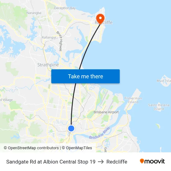 Sandgate Rd at Albion Central Stop 19 to Redcliffe map