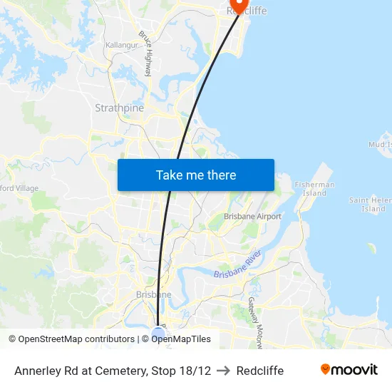 Annerley Rd at Cemetery, Stop 18/12 to Redcliffe map