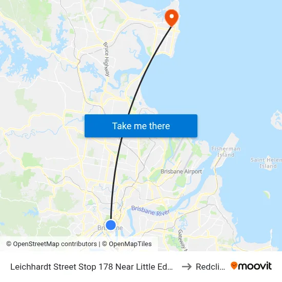 Leichhardt Street Stop 178 Near Little Edward St to Redcliffe map