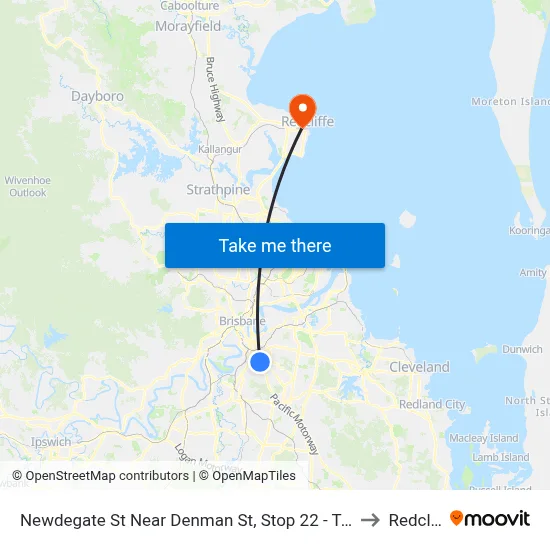 Newdegate St Near Denman St, Stop 22 - Temp Closure to Redcliffe map