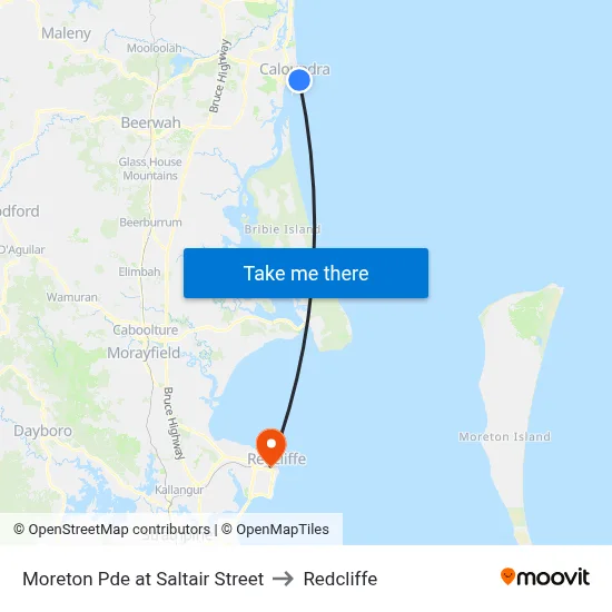 Moreton Pde at Saltair Street to Redcliffe map
