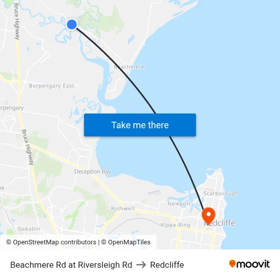Beachmere Rd at Riversleigh Rd to Redcliffe map