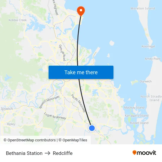 Bethania Station to Redcliffe map
