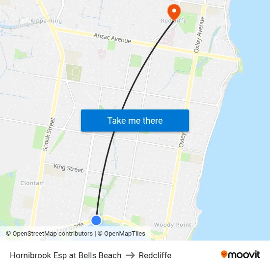 Hornibrook Esp at Bells Beach to Redcliffe map