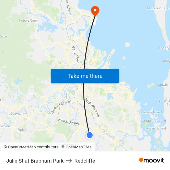 Julie St at Brabham Park to Redcliffe map