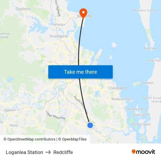 Loganlea Station to Redcliffe map