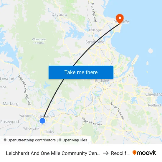 Leichhardt And One Mile Community Centre to Redcliffe map