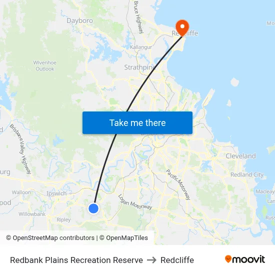 Redbank Plains Recreation Reserve to Redcliffe map