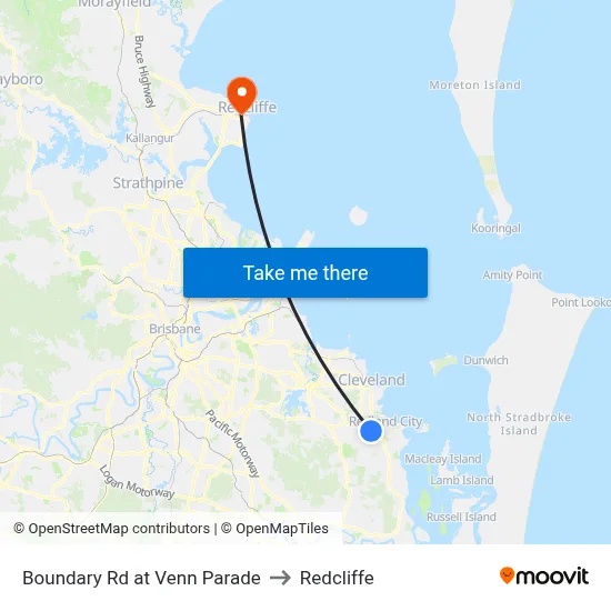 Boundary Rd at Venn Parade to Redcliffe map
