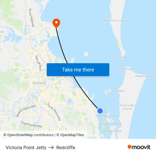 Victoria Point Jetty to Redcliffe map