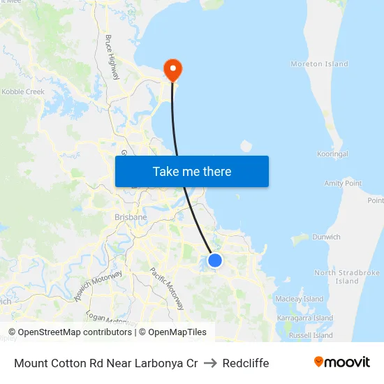 Mount Cotton Rd Near Larbonya Cr to Redcliffe map