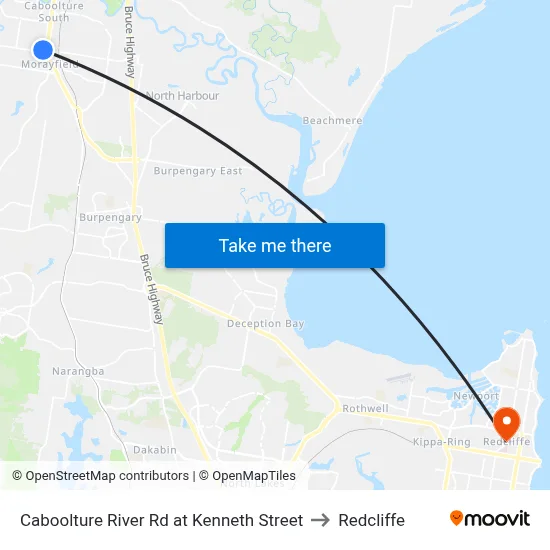 Caboolture River Rd at Kenneth Street to Redcliffe map
