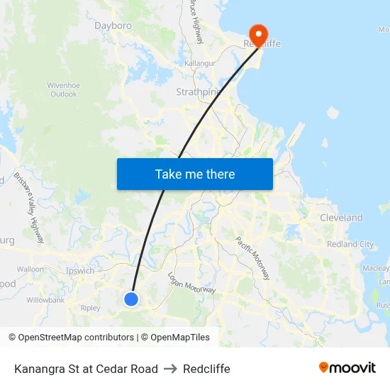 Kanangra St at Cedar Road to Redcliffe map