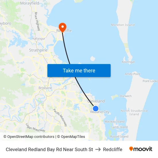 Cleveland Redland Bay Rd Near South St to Redcliffe map