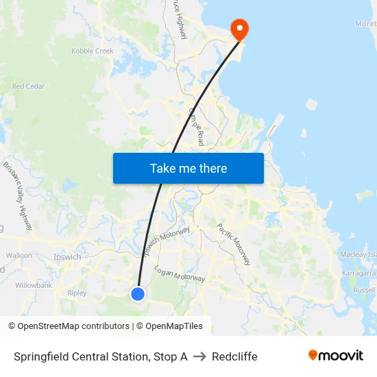 Springfield Central Station, Stop A to Redcliffe map