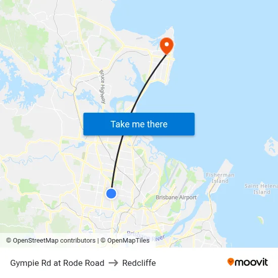 Gympie Rd at Rode Road to Redcliffe map