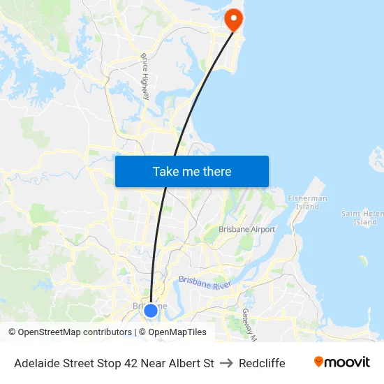 Adelaide Street Stop 42 Near Albert St to Redcliffe map