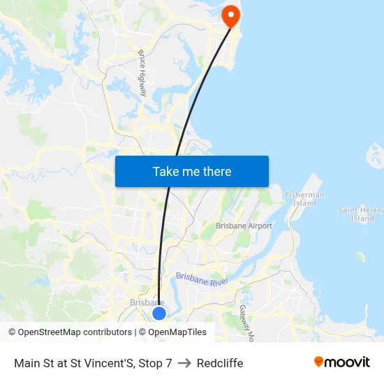 Main St at St Vincent'S, Stop 7 to Redcliffe map