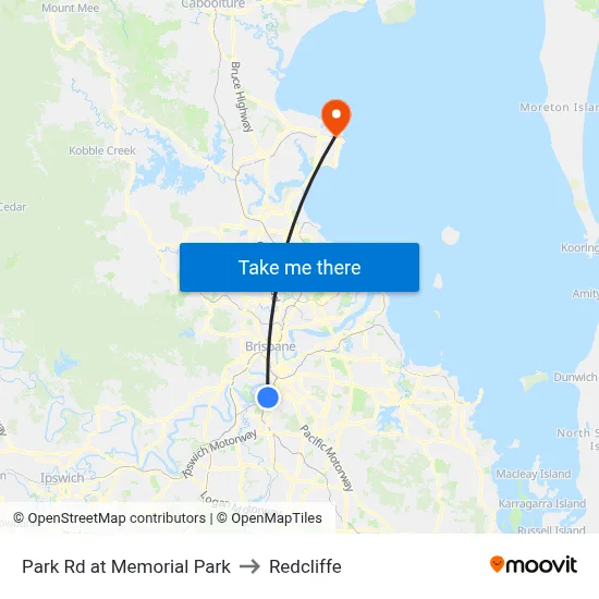 Park Rd at Memorial Park to Redcliffe map