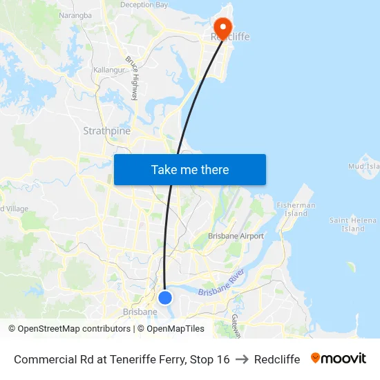 Commercial Rd at Teneriffe Ferry, Stop 16 to Redcliffe map