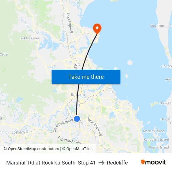 Marshall Rd at Rocklea South, Stop 41 to Redcliffe map