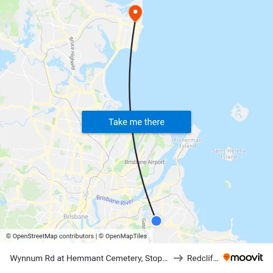 Wynnum Rd at Hemmant Cemetery, Stop 44 to Redcliffe map