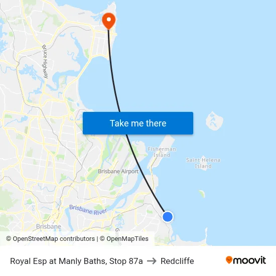 Royal Esp at Manly Baths, Stop 87a to Redcliffe map