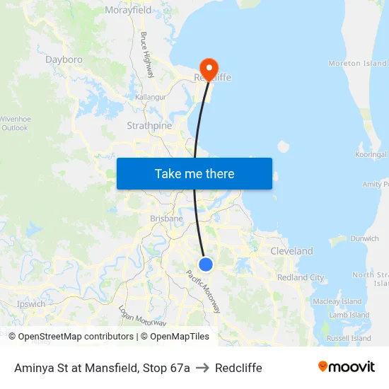 Aminya St at Mansfield, Stop 67a to Redcliffe map