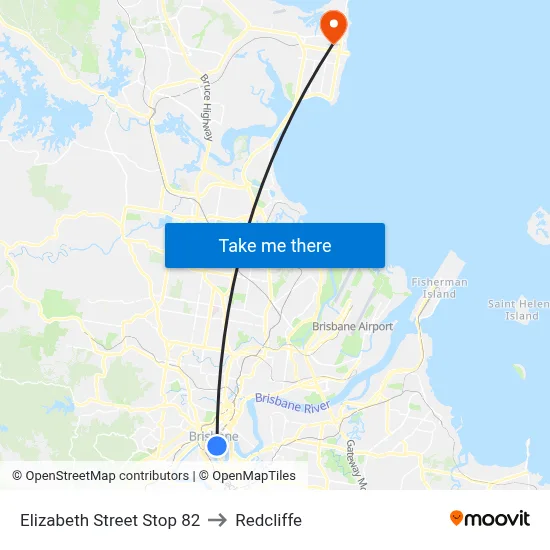 Elizabeth Street Stop 82 to Redcliffe map