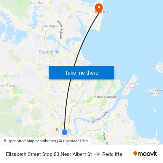 Elizabeth Street Stop 83 Near Albert St to Redcliffe map