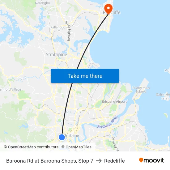 Baroona Rd at Baroona Shops, Stop 7 to Redcliffe map