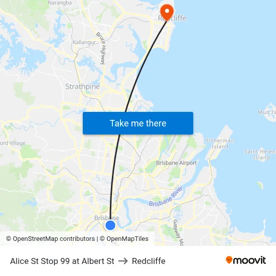 Alice St Stop 99 at Albert St to Redcliffe map