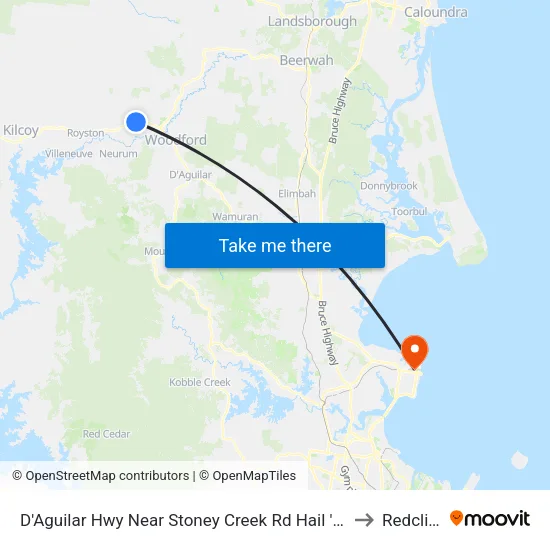 D'Aguilar Hwy Near Stoney Creek Rd Hail 'N' Ride to Redcliffe map