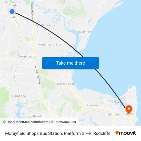 Morayfield Shops Bus Station, Platform 2 to Redcliffe map