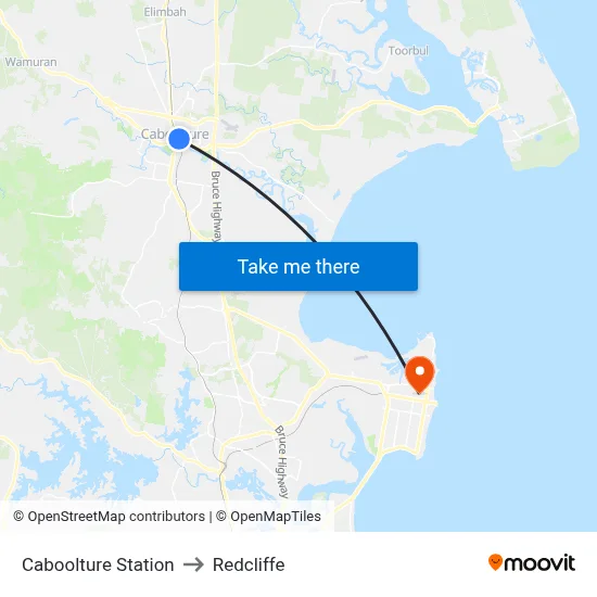 Caboolture Station to Redcliffe map