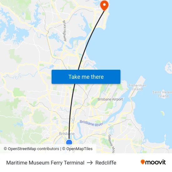 Maritime Museum Ferry Terminal to Redcliffe map