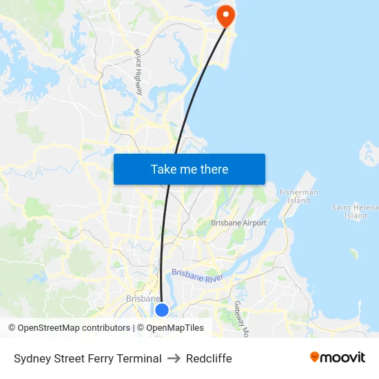 Sydney Street Ferry Terminal to Redcliffe map
